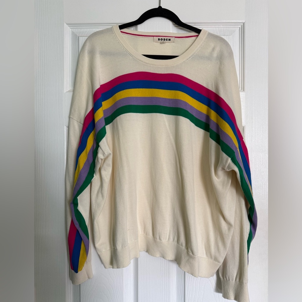 Boden Women's Lara Relaxed Cotton Sweater with Stripes, XL